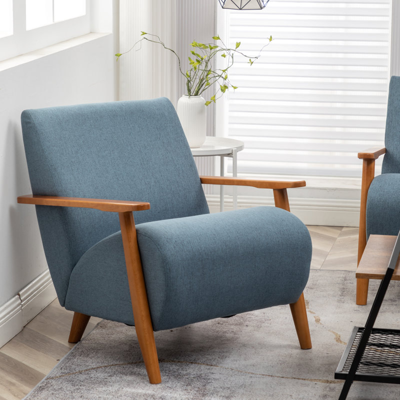 Ensemble de 2 fauteuils rembourrés Andablo, Polyester bleu