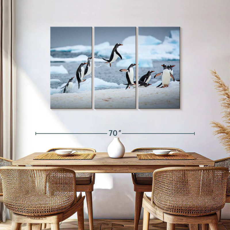 Brampt Penguins Jumping On Ice, 36" H x 57" W