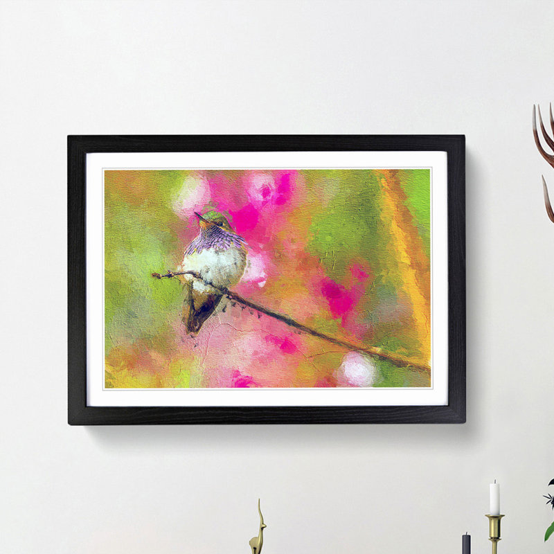 Hummingbird - Framed Print, 36cm H x 48cm W x 2cm D, Black Framed