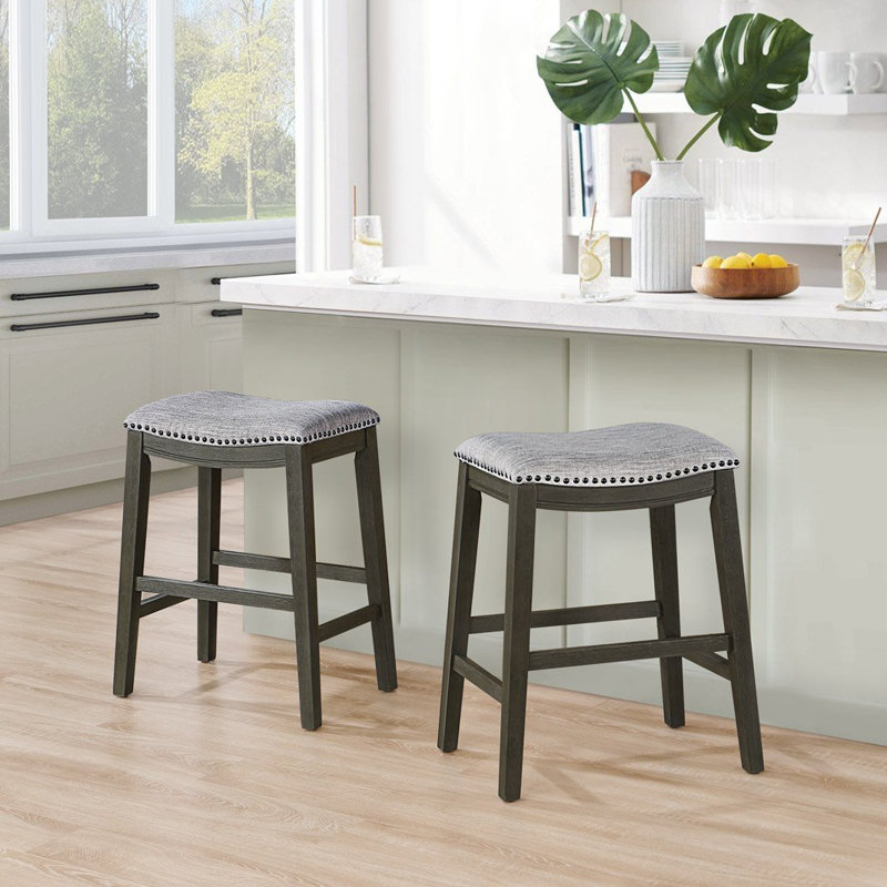 Raimundo Upholstered Counter Stool, Gray, Counter Stool (25" Seat Height)