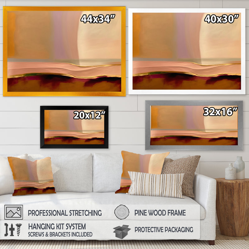 Earth Tone Mysteries III - Art mural abstrait sur toile, H 34 po x l 44 po x P 1,5 po, Cadre d'angle fermé noir