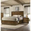 Ensemble de chambre à coucher, grand lit transitionnel en noyer brun avec 2 tables de chevet 3 pièces | Bois d'ingénierie, bois d'hévéa | Lits standard-807652794
