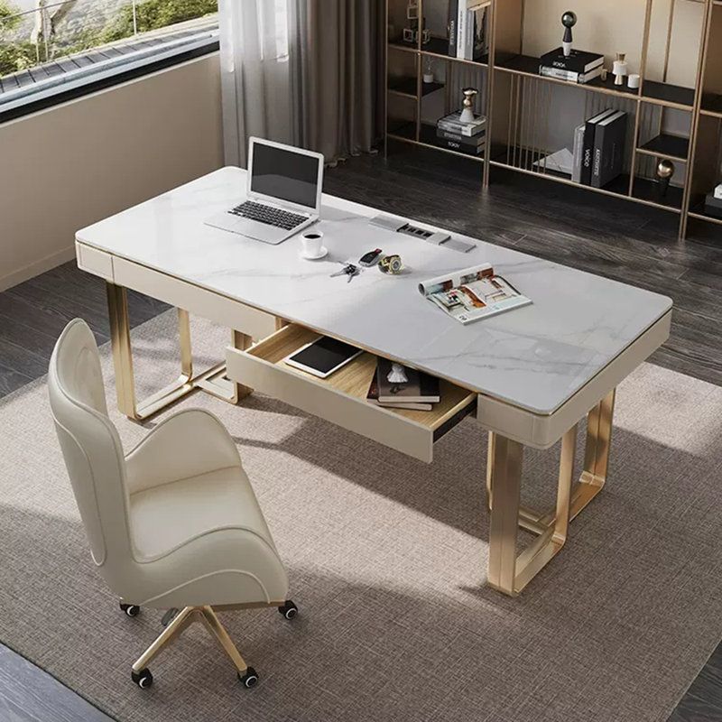 Parkview Luxurious Stone Computer Office Writing Desk, 29.5" H x 70.8" W x 27.5" D