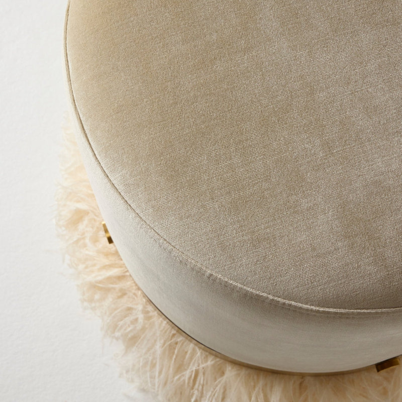Ostrich Fluff Pouf, Porcelain/Cream