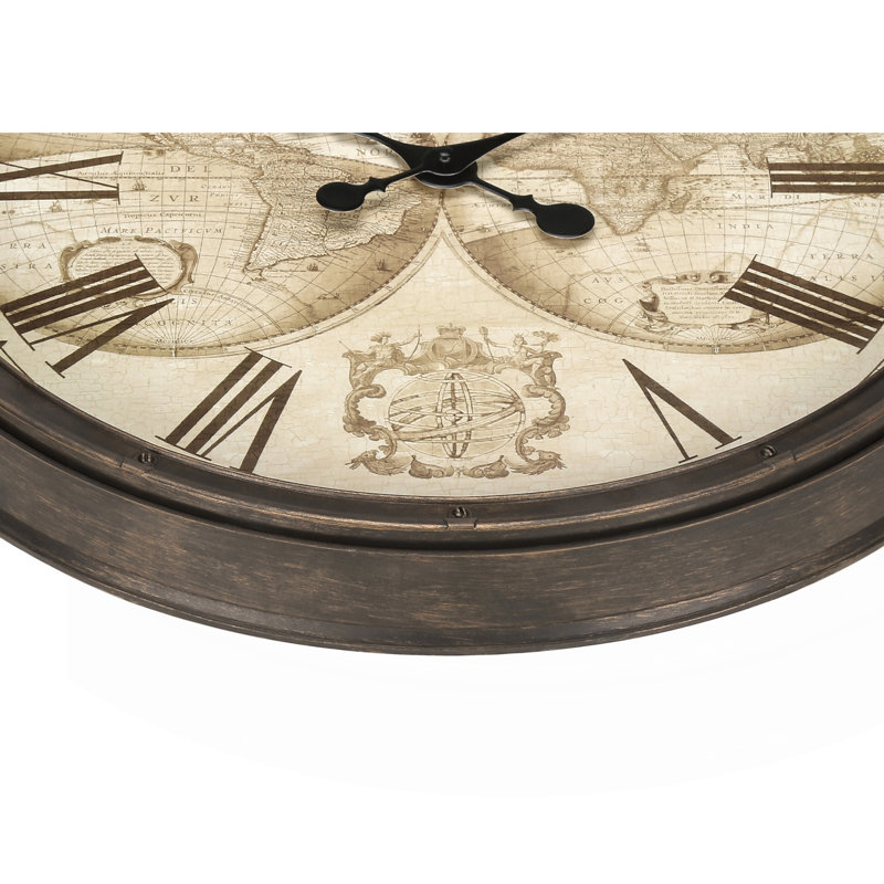 Horloge murale, horloge murale ronde 20 po, brun antique, transitionnel