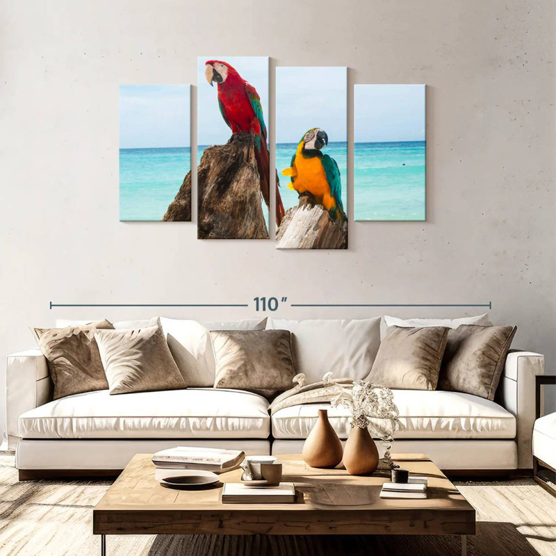 Brampt Resting Macaws, 48" H x 75" W