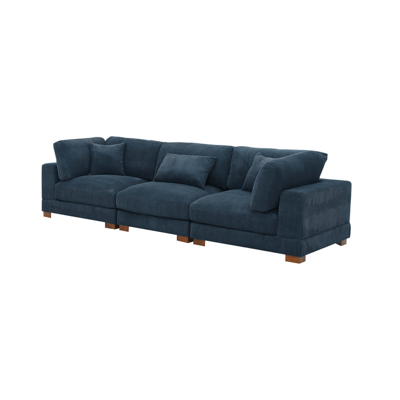 Assuntino 112'' Corduroy Sofa, Dark Blue