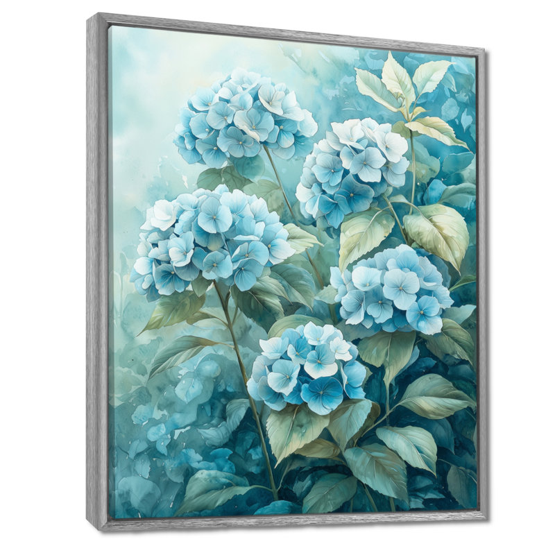 «Dorsey Hydrangea Blossom Harmony II», art mural sur toile Hydrangea, Argent argent, H 40 po x l 30 po