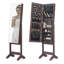 Armoire à bijoux pleine grandeur avec lumières DEL à allumage automatique, 4 miroirs à angle réglable, brun-976637904