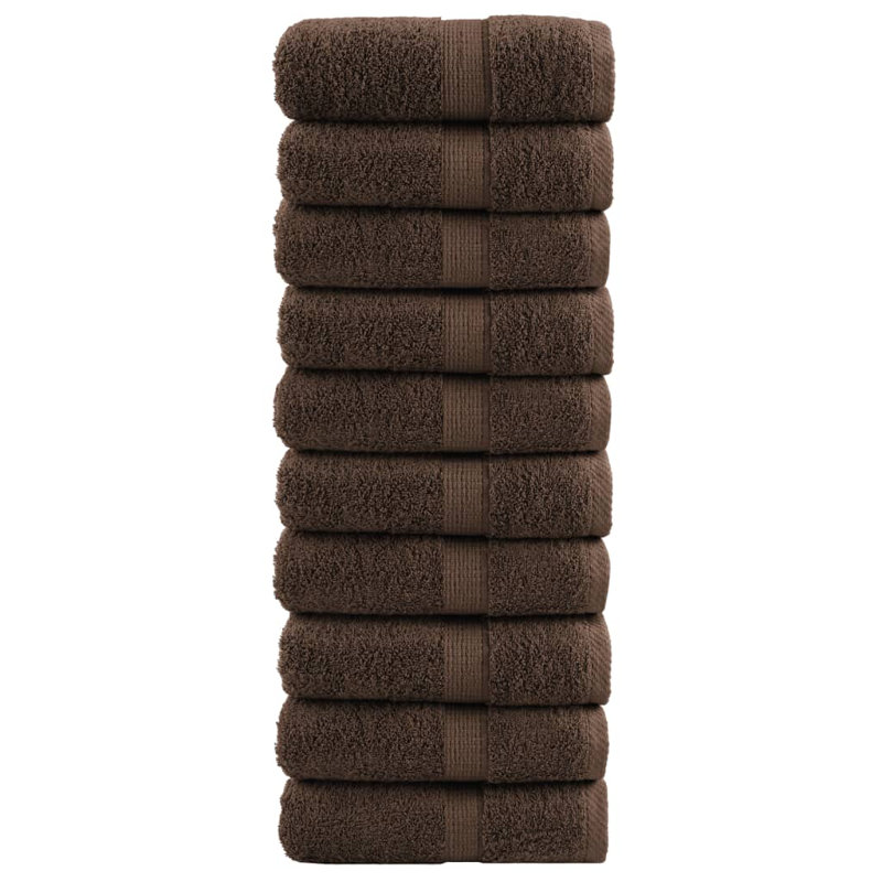 Premium Bath Towels SOLUND 600Gsm, 30cm L x 30cm W, Brown, Hand Towel - 10 Pack