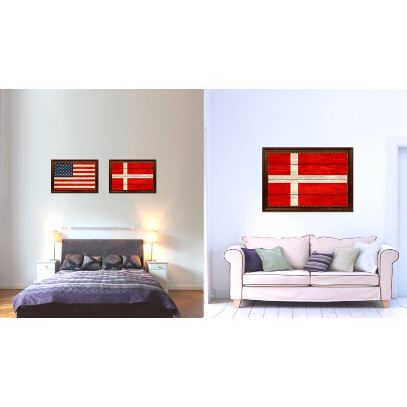 Impression sur toile, "denmark country flag", H 19 po x l 27 po x P 1 po, Encadrement brun