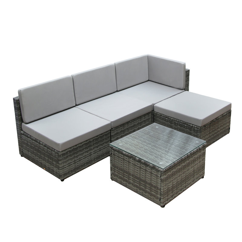 OR008 CORNER SOFA SET (GREY/GREY), Gray