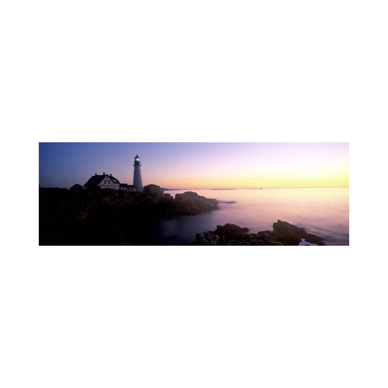 Lighthouse On The Coast, Portland Head Lighthouse Built 1791, Cape Elizabeth, Cumberland County, Maine, USA - Wrapped Canvas Panoramic Print
