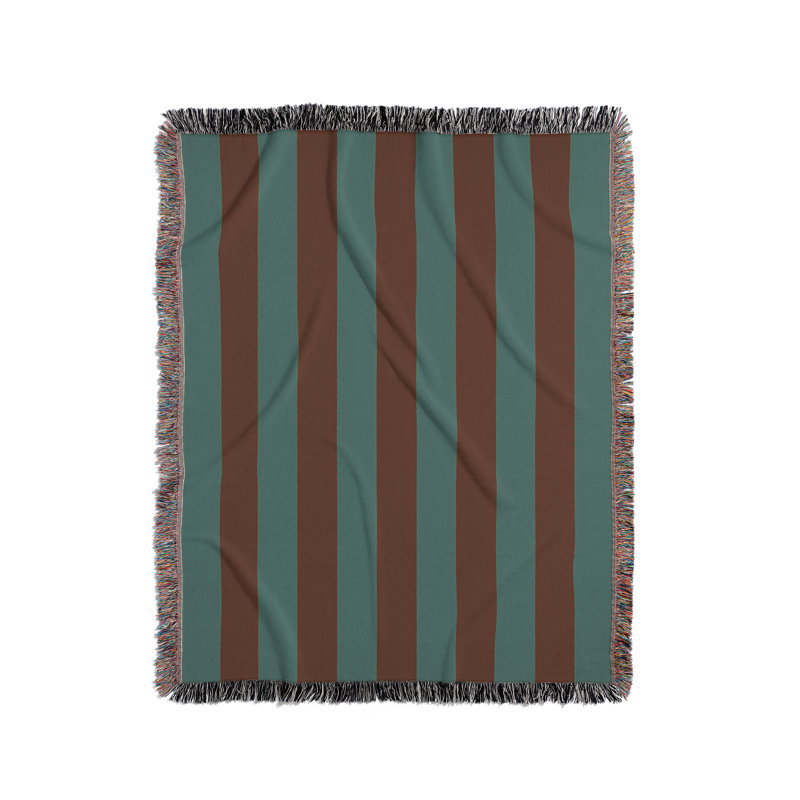 Jeté en mélange de coton Cassian, Brun / vert pâle, L 70 po x l 50 po