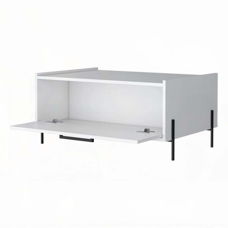 Table basse blanche avec porte rabattable, Blanc