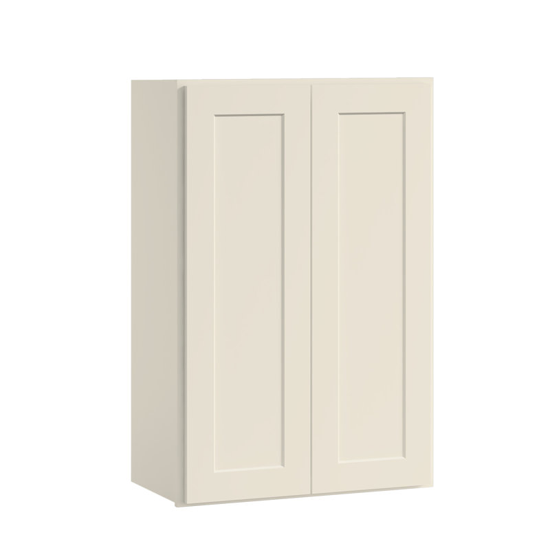 24"W * 30"H * 21"D Shaker Antique White Wall Kitchen Cabinet with Adjustable Shelves, Cream, 24"W x 30"H x 12"D