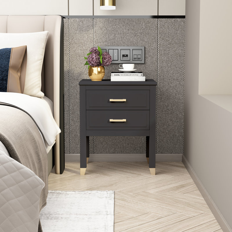 Cormac 50cm W Bedside Table, Dark Grey