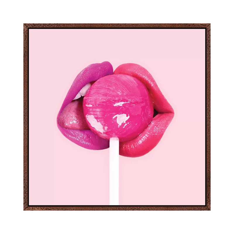Lollipop Kiss by Paul Fuentes - Print on Canvas, 66.04 cm H x 66.04 cm W x 1.91 cm D, Brown Framed