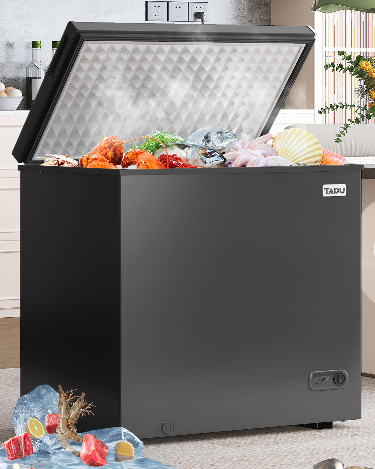 10.0 Cu Ft Freestanding Chest Freezer with 7 Level Adjustable Thermostat, Top-opening Deep Freezer with Removable Storage Basket, White | Fridge.com
