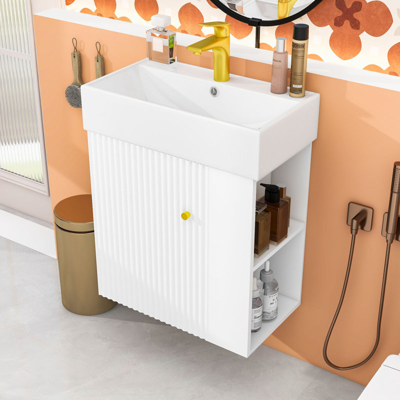 Bathroom Vanity with Ceramic Basin, White