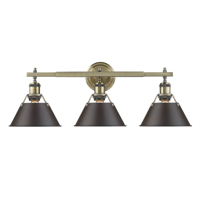 Éclairage pour meuble-lavabo 3 lumières Cao, Laiton vieilli, Bronze huilé