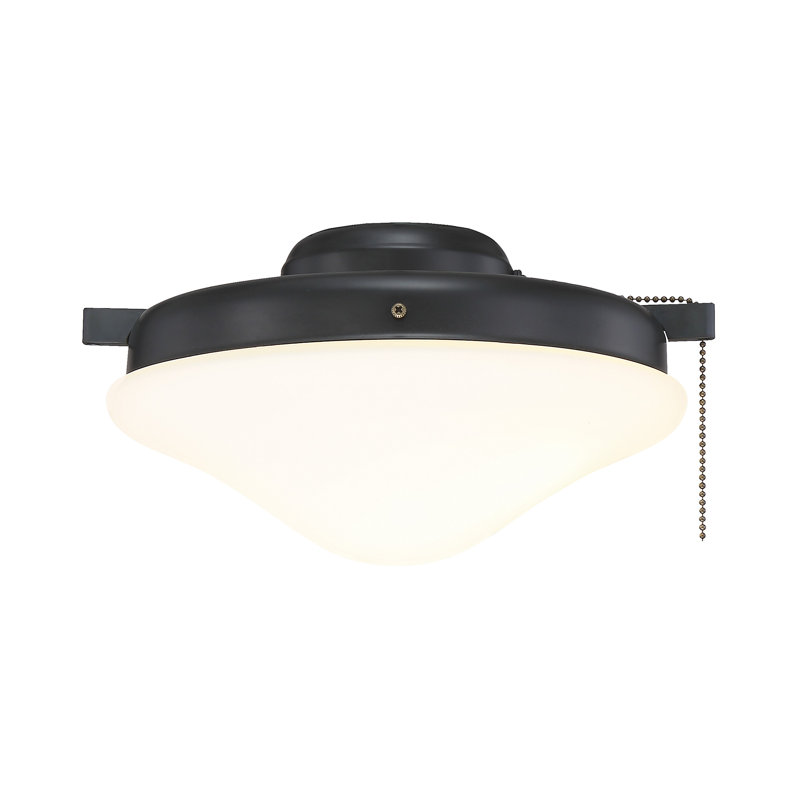 Ventilateur 2 lumières Meridian en noir mat, Dos plat