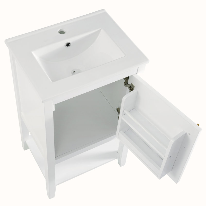 Meuble-lavabo simple avec comptoir Wilcoxen, Blanc