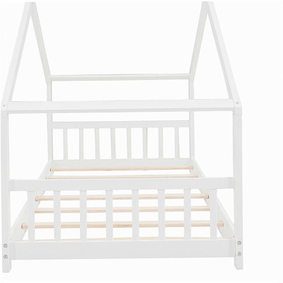 Lit double en bois, blanc