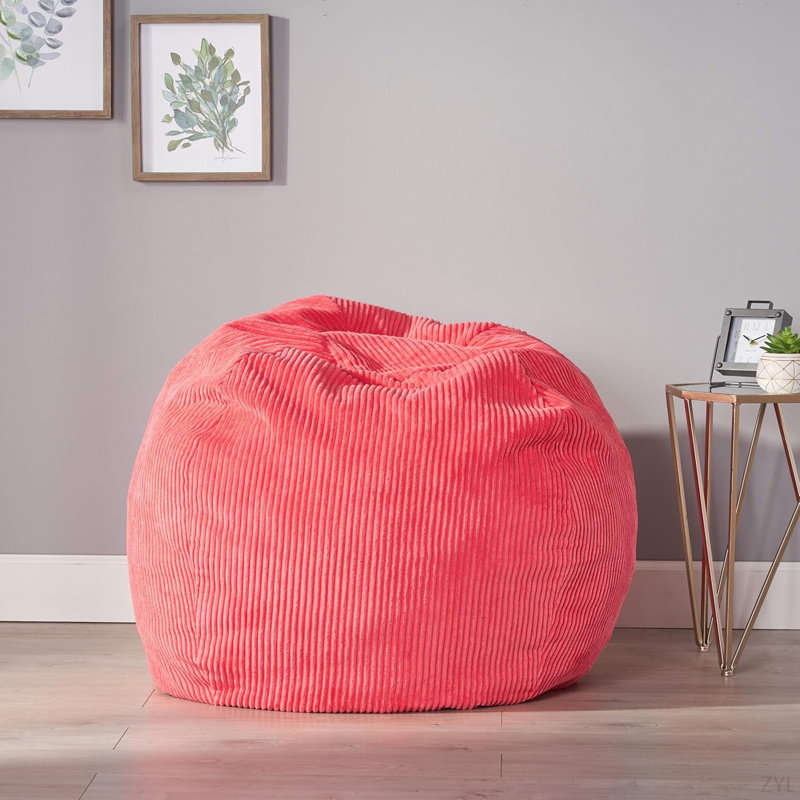 Fauteuil à billes Kenli, Velours côtelé rose