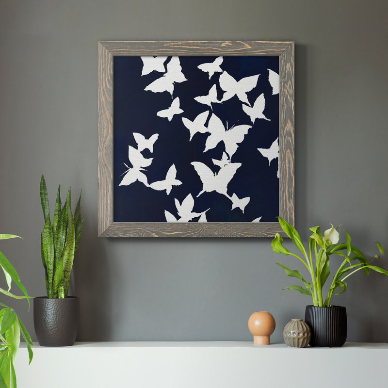 " ALL AFLUTTER III ", 17" H x 17" W x 1.5" D, Gray Framed