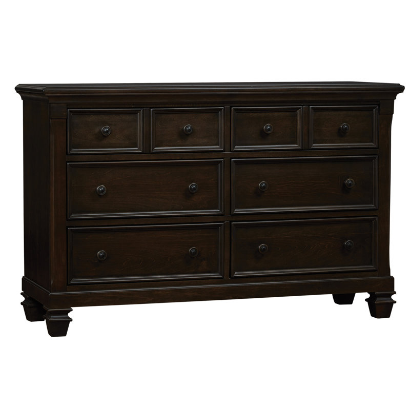 Commode double 6 tiroirs Glendale, Brun charbon