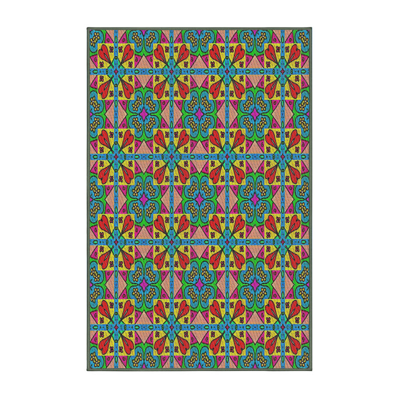 Tapis décoratif floral bleu, Rectangle 5 pi x 7 pi