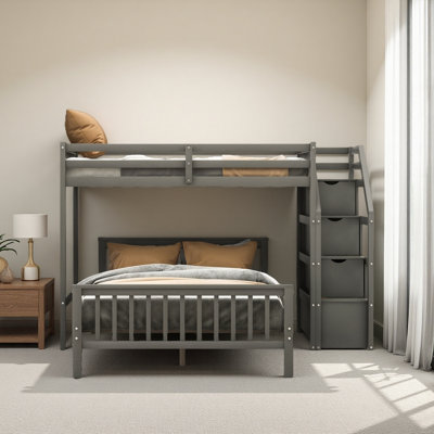 Twin Over Full Loft Bed With Staircase