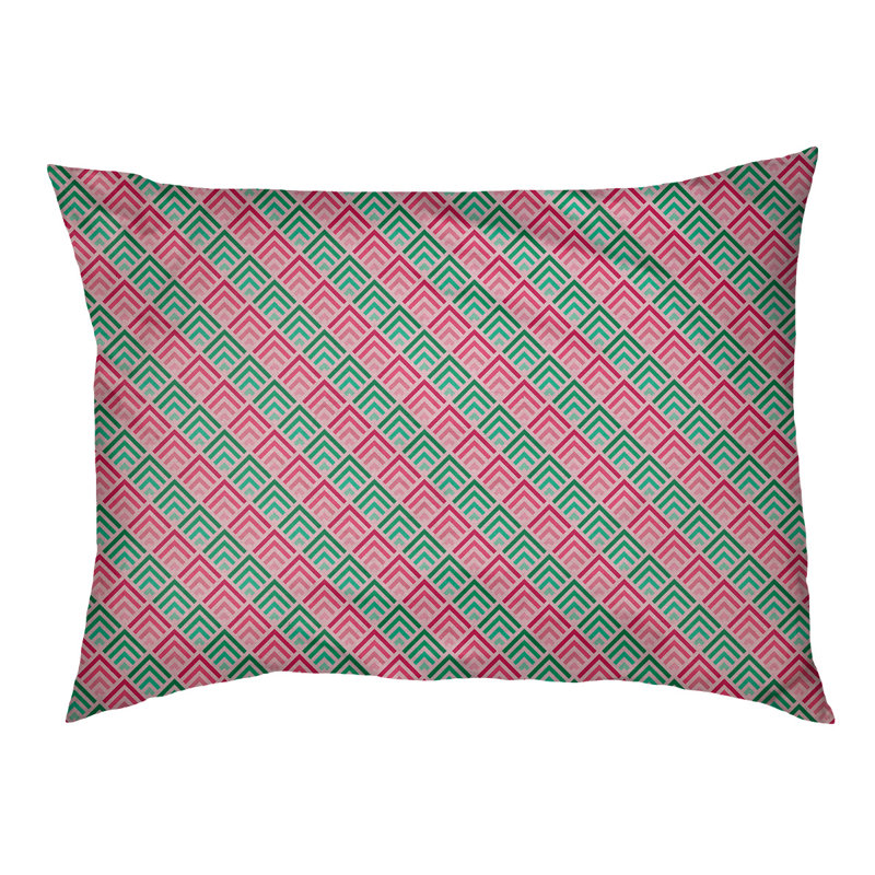 Coussin d'extérieur pour chien Campion, Moyen (L 29,5 po x P19,5 po x H 9,5 po), Rose chaud / vert