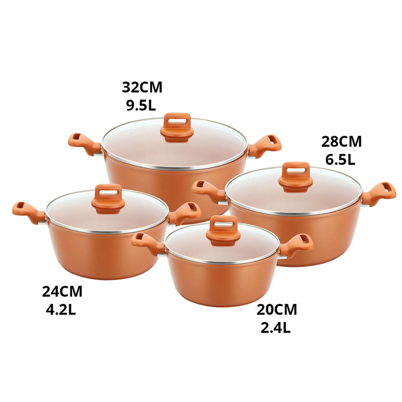 ZOYA 8 - Piece Non-Stick Aluminum Cookware Set, Copper