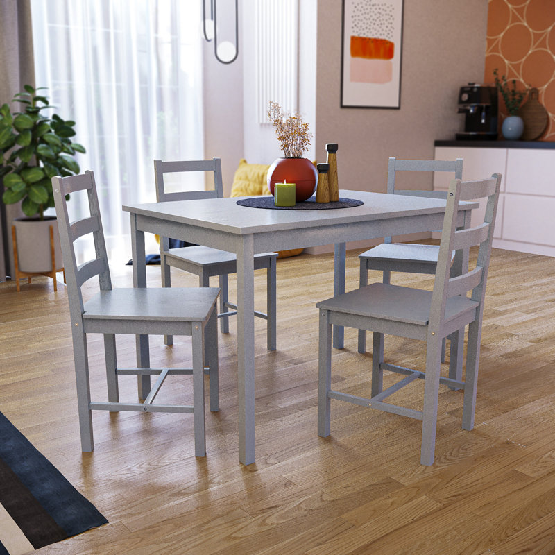 Orrstown 4 - Person Pine Solid Wood Dining Set, Grey