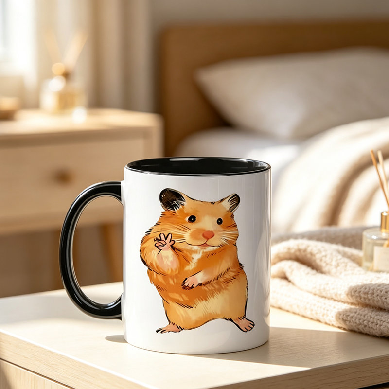 1pc Novelty Hamster Holding Heart Mug Coffee Cup Juice Cup Fun Gift.