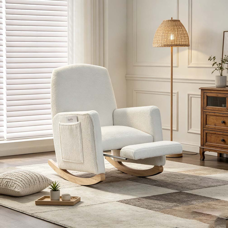 Chaise berçante Adeebah, Ourson blanc, Naturel