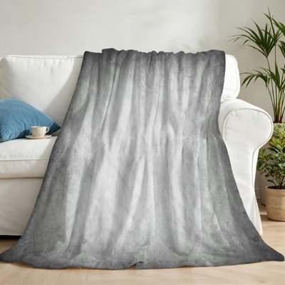 Gray Soft Flannel Fleece Throw Blanket,Old Wall Light Black Single-Sided Print