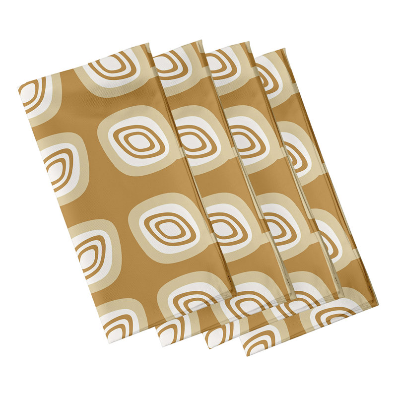Ensemble de serviettes 4 pièces Leaf Tree, L 18 po x L 18 po, Doré