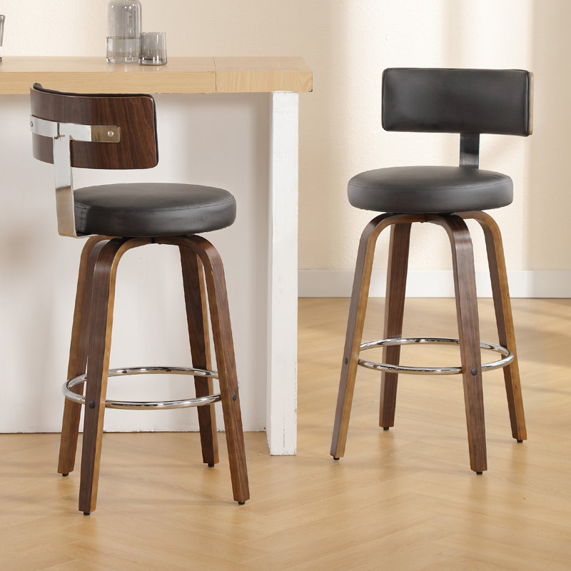 Tabouret de bar et de comptoir Sonja, Siège gris / cadre brun, Tabouret de bar (siège d'une hauteur de 29 po)