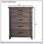 Commode 5 tiroirs de style transitionnel à finition brune avec tête de lit à panneau et glissières à roulement à billes pour un fonctionnement en douceur