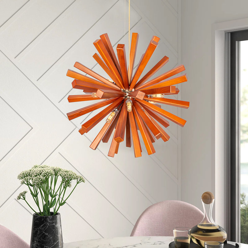 Lustre géométrique 10 lumières à DEL Aseda, H 87 po x l 28,34 po x P 28,34 po
