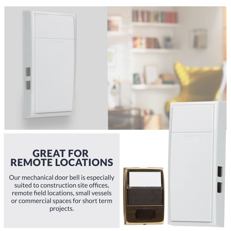 Wireless White and Brass Round Doorbell Kit with Chime