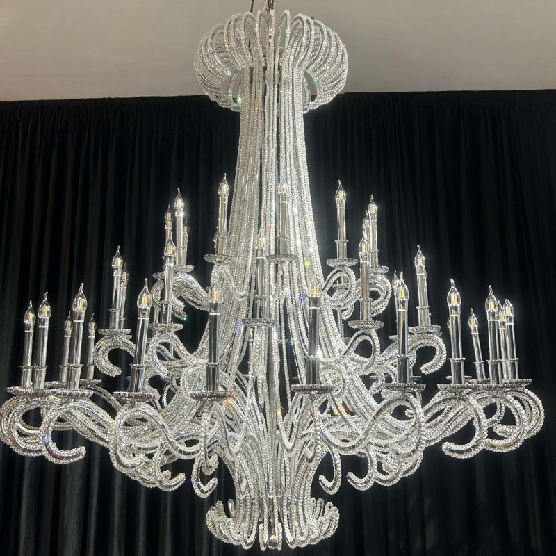 Lustre de luxe dramatique en cristal d'inspiration pieuvre avec accoudoirs perlés en cascade