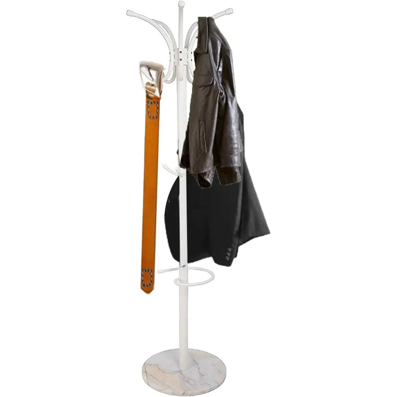 Amogha Metal Freestanding 15 - Hook Coat Rack, White