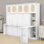 Lit escamotable avec bureau intégré et armoires de rangement en rotin-131147870