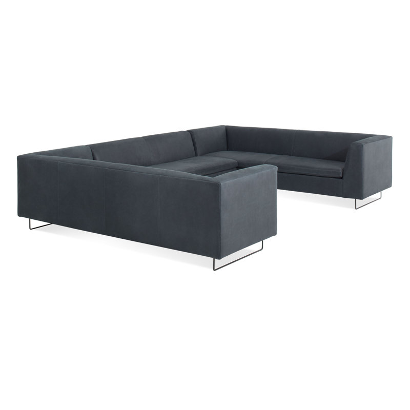 Bonnie And Clyde Sectional, Ink Genuine Leather