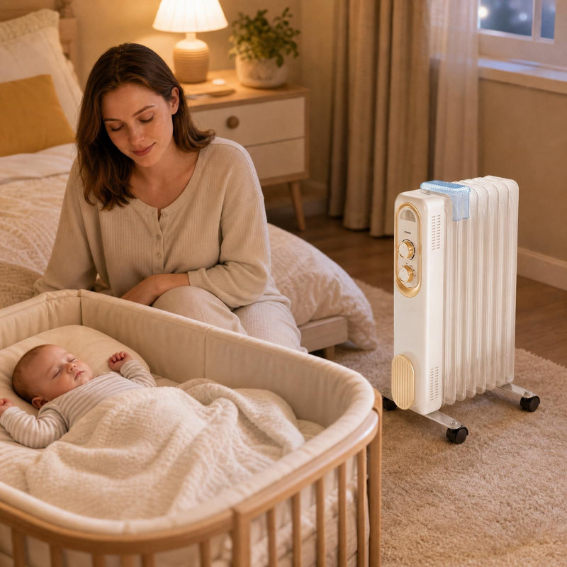 1500W Portable Oil Filled Radiator Heater, Adjustable Thermostat with Detachable Humidifying Tank, Overheat & Tip-Over Protection for Indoor Use