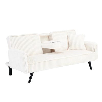 White Corduroy Console : Functional Design, Materials, Cup Holder Benefit Armrest Soft Touch, Structure, Advantage